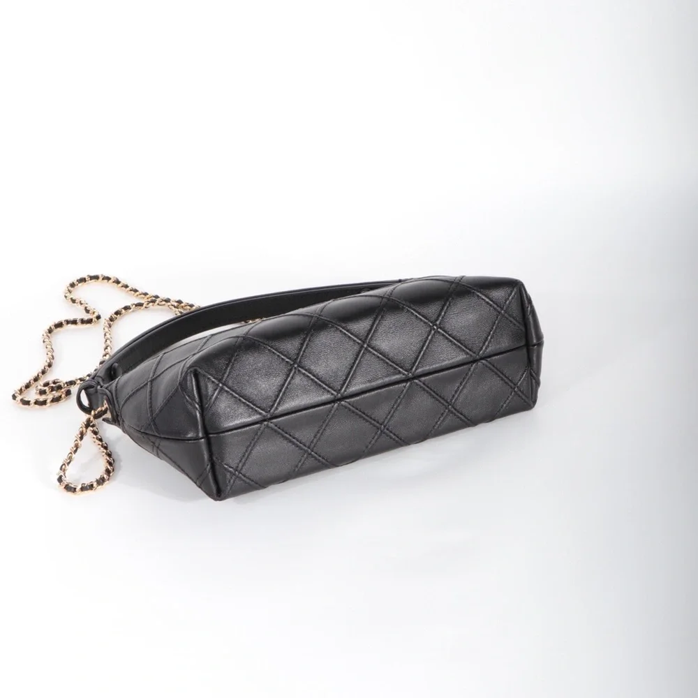 Tory Burch Black Quilted Leather Hobo Shoulder Bag
